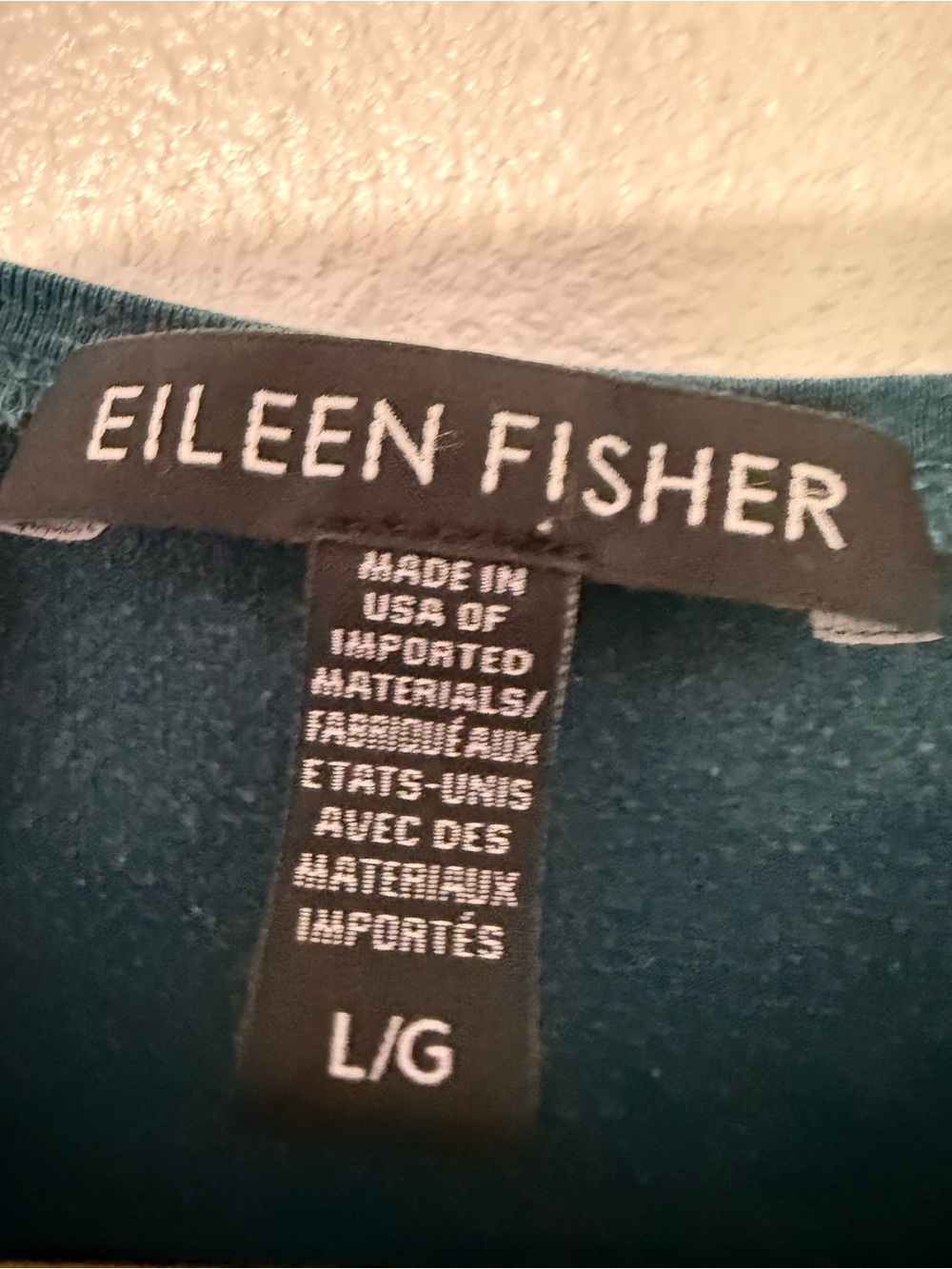Eileen Fisher Teal Long Sleeve Crewneck Top - Picture 2 of 7